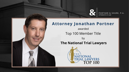 Attorney Portner Awarded Top 100 Member Title by The National Trial Lawyers